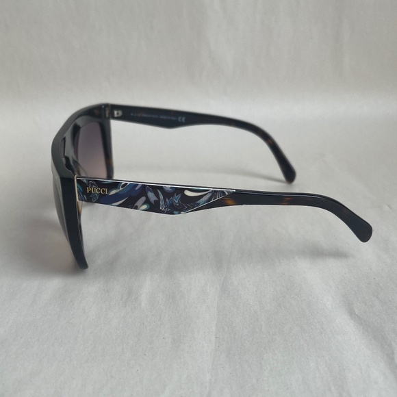 Emilio Pucci EP0008 Italy Shield Sunglasses Havana Gradient Smoke Abstract Print - Picture 9 of 14